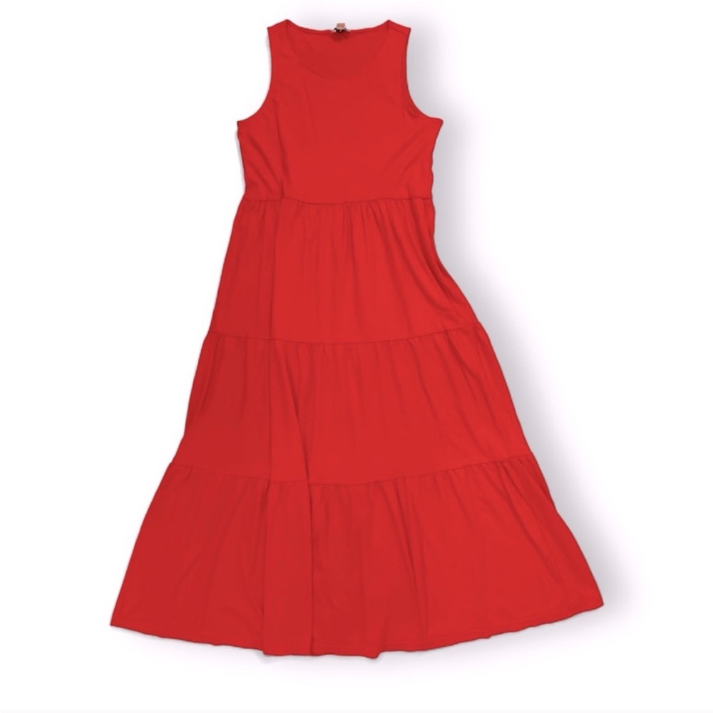J.Crew Red Sleeveless Tiered Maxi Dress - Size M